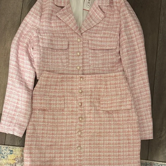 Cider Pink and White Tweed Jacket small jacket med skirt - Picture 1 of 3